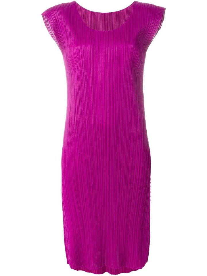 Pleats Please By Issey Miyake Pleated Midi Dress, Women's, Size: 4, Pink/purple, Polyester