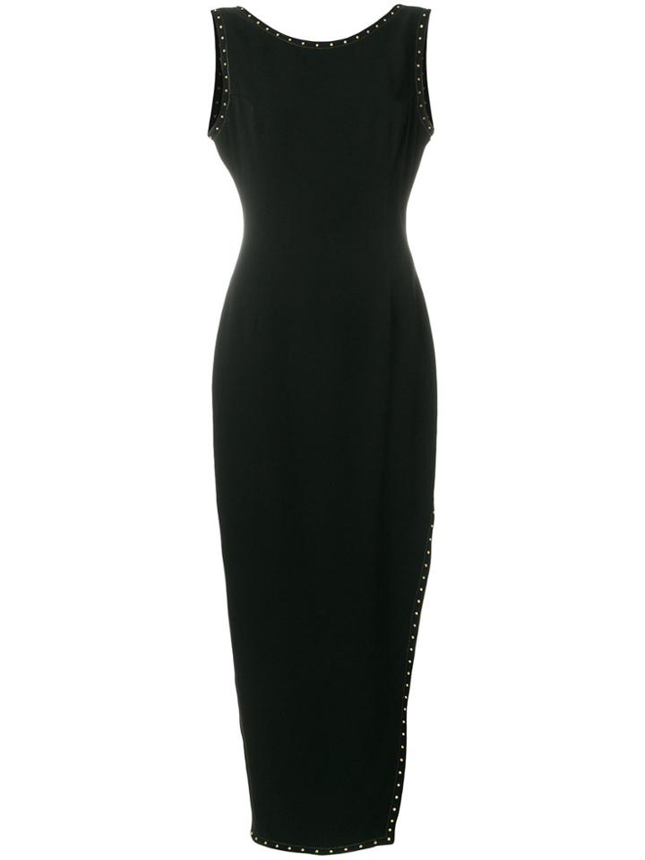 Versace Vintage Studded Slit Dress - Black