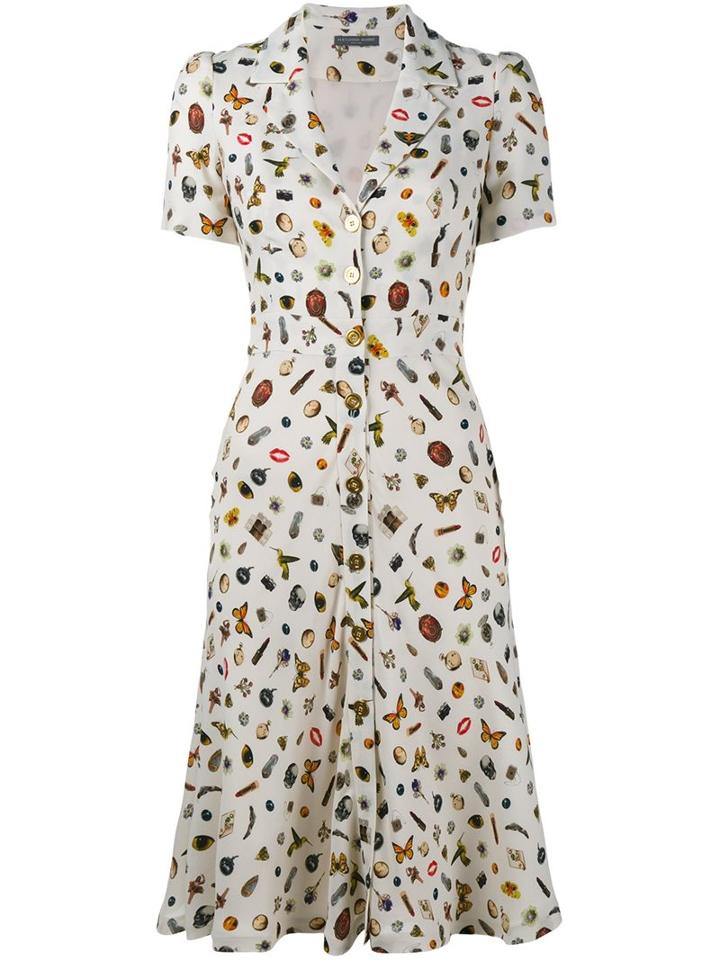 Alexander Mcqueen Obsession Print Shirt Dress, Women's, Size: 36, Yellow/orange, Silk/viscose
