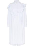 Shushu/tong Bib Front Stripe Cotton Shirt Dress - Blue