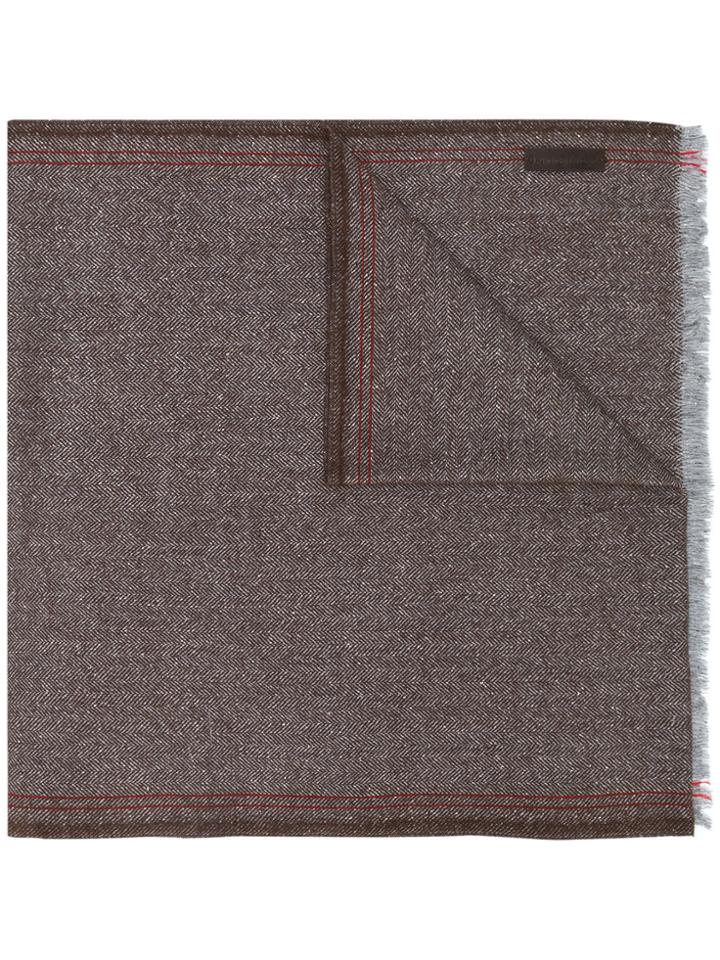 Ermenegildo Zegna Slub Herringbone Scarf - Brown