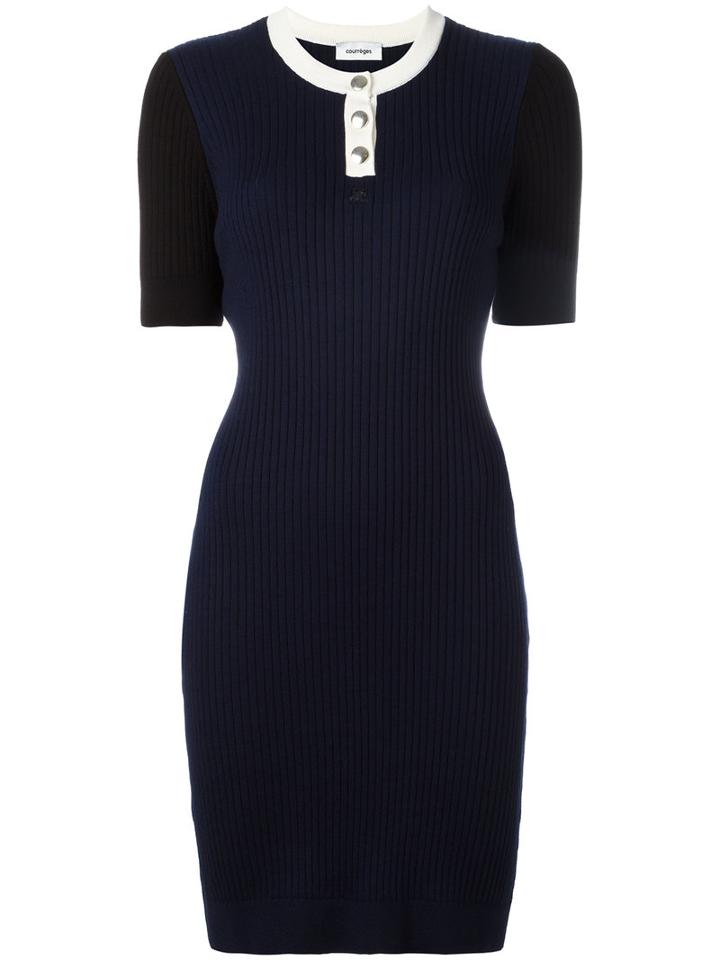 Courrèges Knitted Dress, Women's, Size: 3, Blue, Cotton/cashmere
