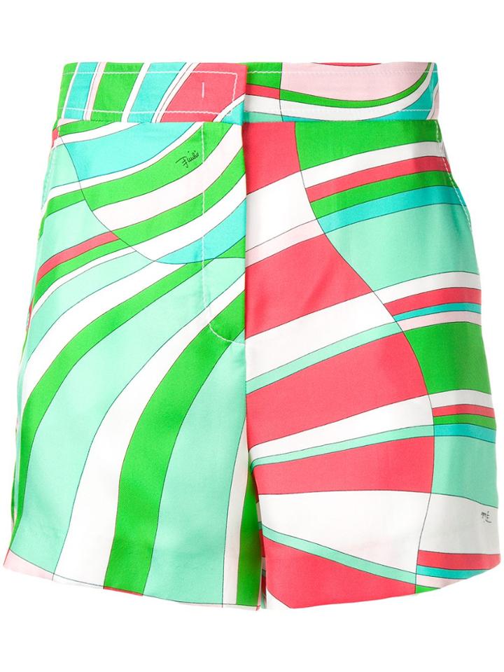 Emilio Pucci Shell Print Silk Shorts - Pink