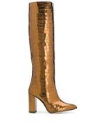 Paris Texas Glossy Crocodile-effect Boots - Gold