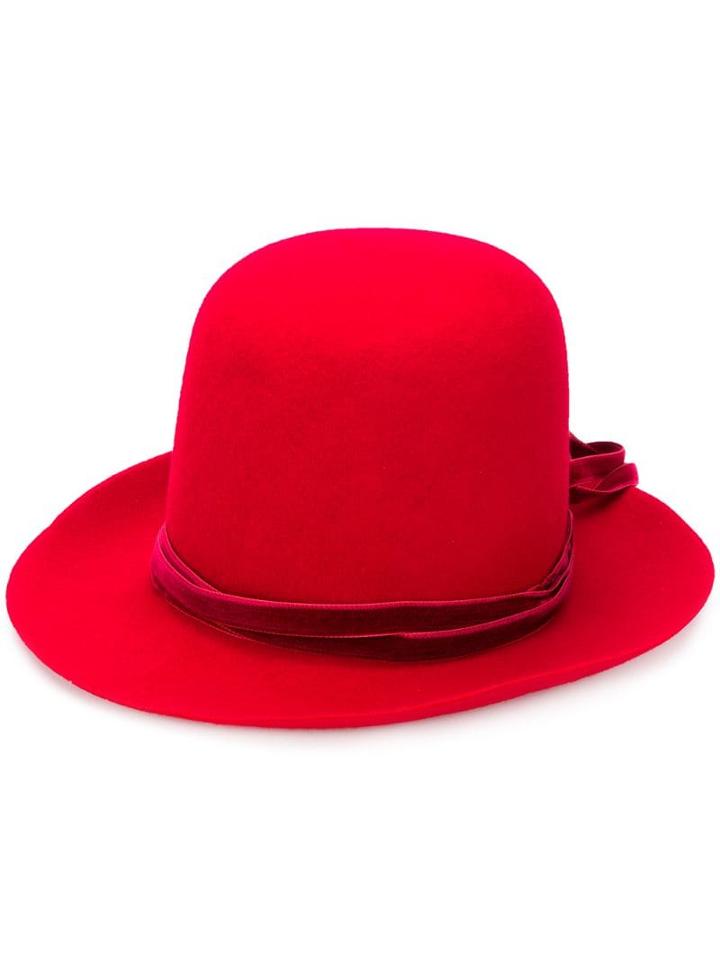 Ann Demeulemeester Tie Detail Hat - Red