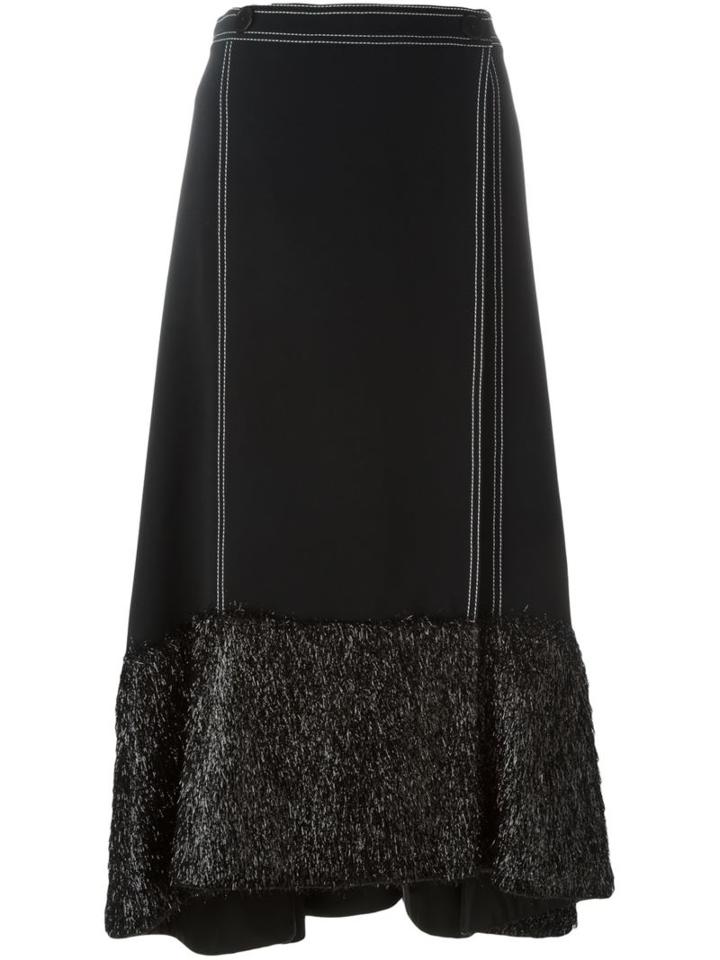 Marco De Vincenzo Contrast Hem Flared Skirt, Women's, Size: 42, Black, Acetate/viscose/silk
