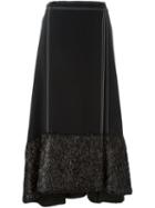 Marco De Vincenzo Contrast Hem Flared Skirt, Women's, Size: 42, Black, Acetate/viscose/silk