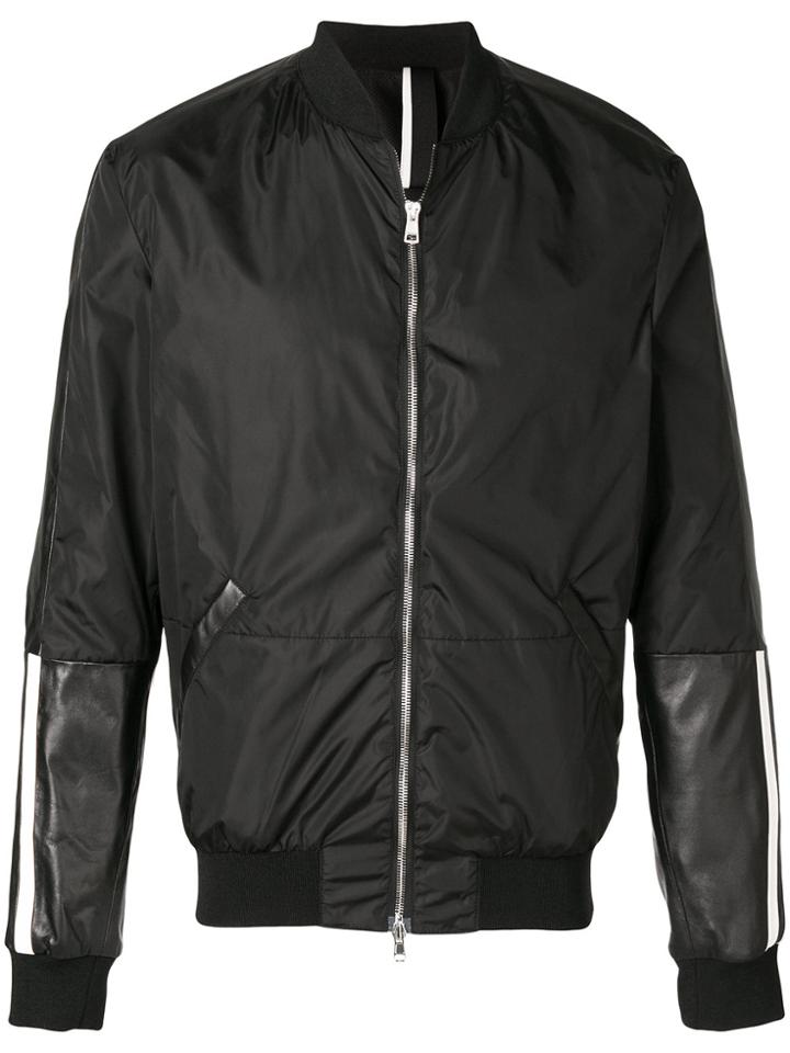 Low Brand Panelled Bomber Jacket - Black