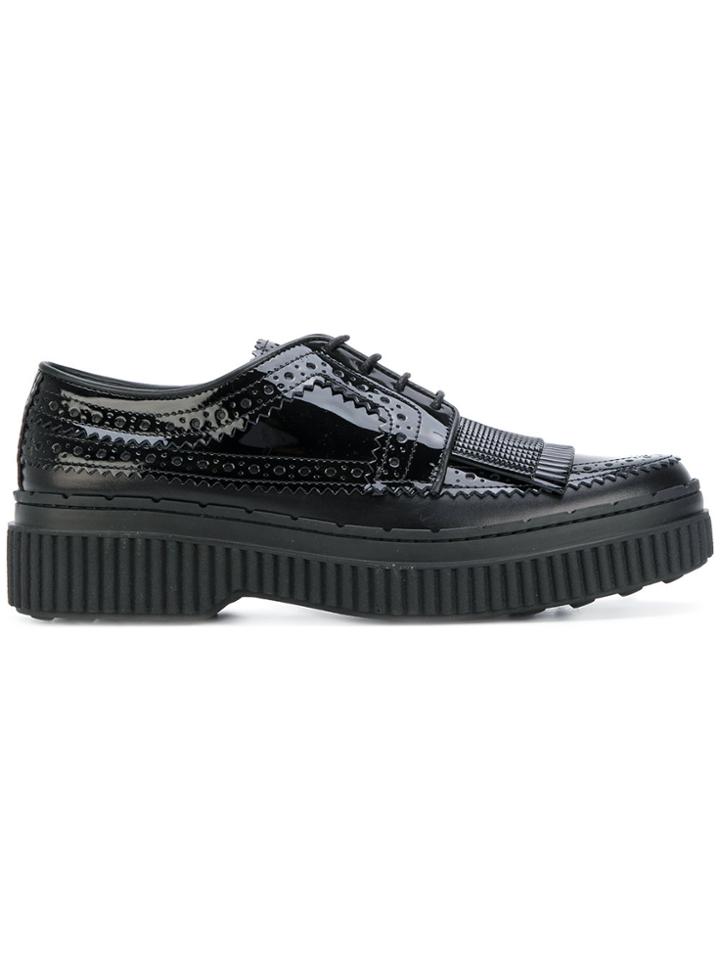 Tod's Fringed Flatform Brogues - Black