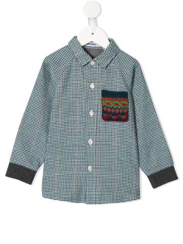 Familiar Panelled Houndstooth Shirt - Green