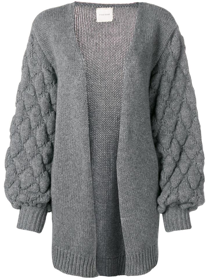 Fine Edge Diamond Knit Open Cardigan - Grey