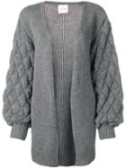 Fine Edge Diamond Knit Open Cardigan - Grey