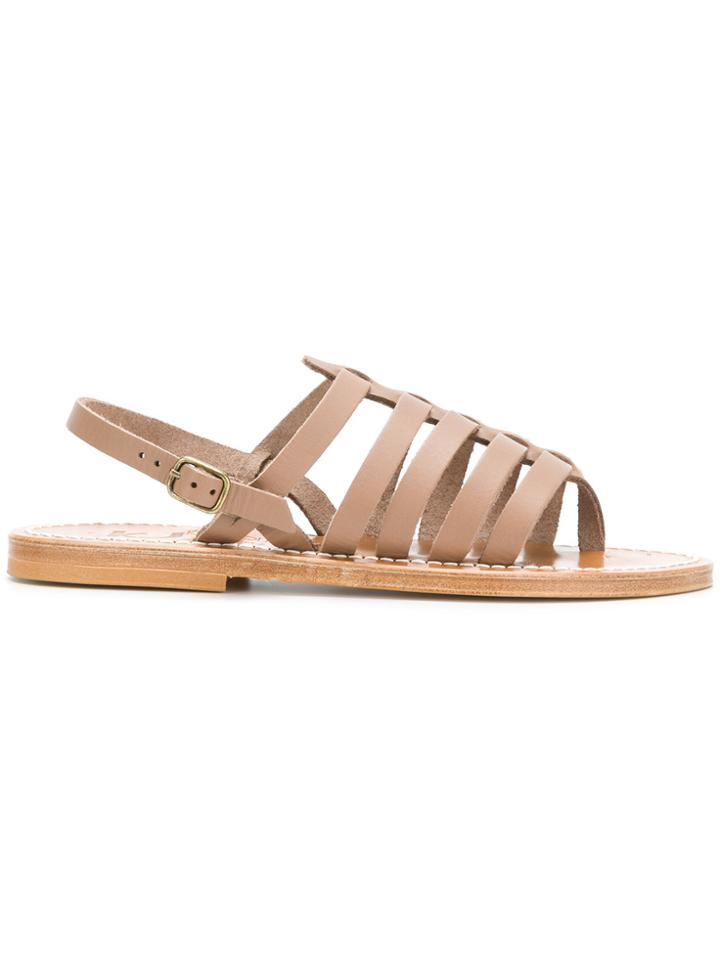 K. Jacques Open Toe Cage Sandals - Nude & Neutrals