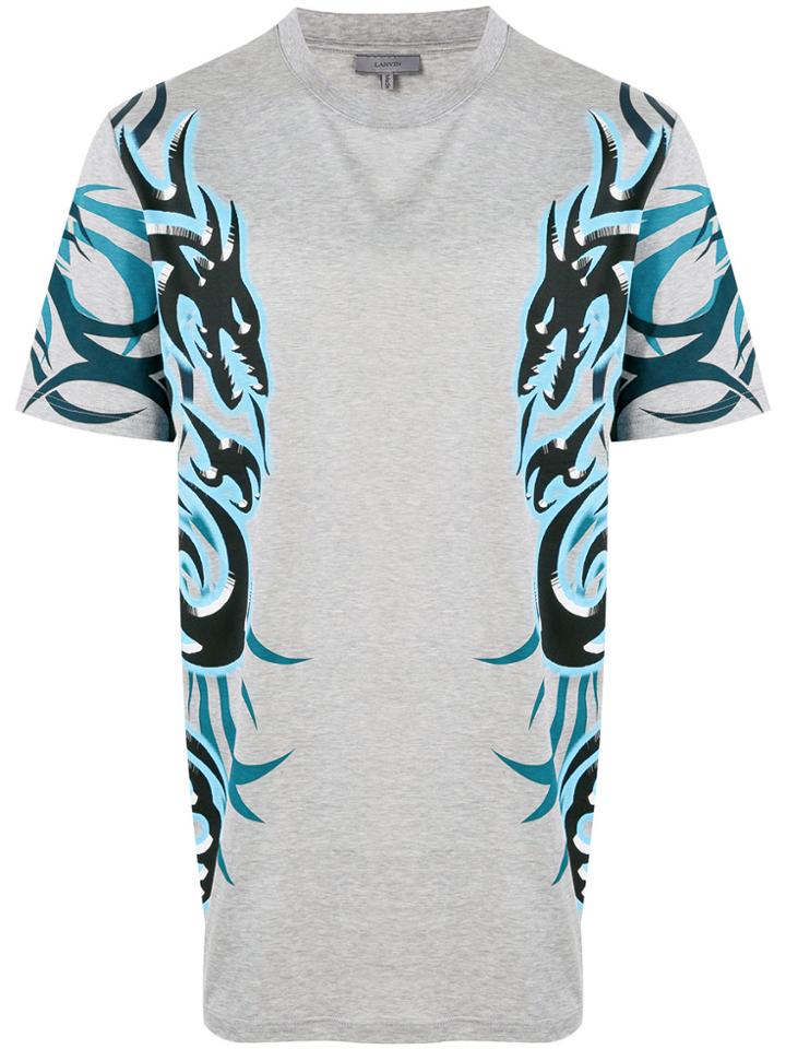 Lanvin Dragon Tribal Printed T-shirt - Grey