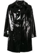 Kassl Editions Above The Knee Lacquered Coat - Black