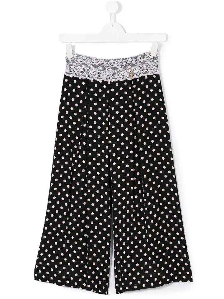 Elisabetta Franchi La Mia Bambina Polka Dots Wide-legged Trousers -