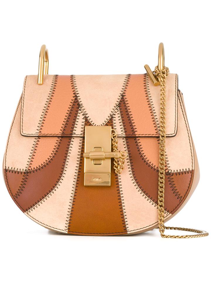 Chloé - 'drew' Panelled Shoulder Bag - Women - Calf Suede - One Size, Nude/neutrals, Calf Suede