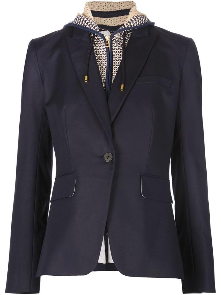 Veronica Beard Hooded Blazer, Women's, Size: 8, Blue, Cotton/spandex/elastane