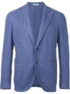 Boglioli Checked Blazer, Men's, Size: 48, Blue, Cotton/linen/flax/cupro