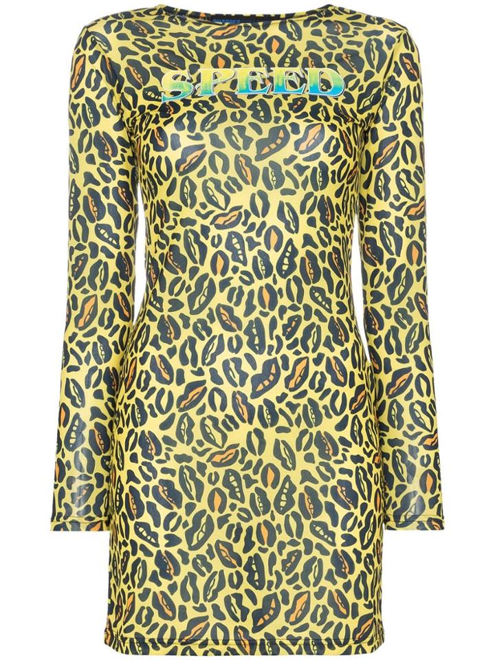 Charm's Speed Leopard Print Fitted Dress - Yellow & Orange