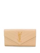Saint Laurent Logo Chevron Wallet - Neutrals