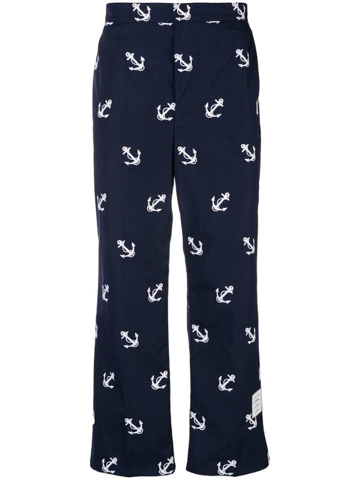 Thom Browne Anchor Embroidery Straight-leg Chino - Blue