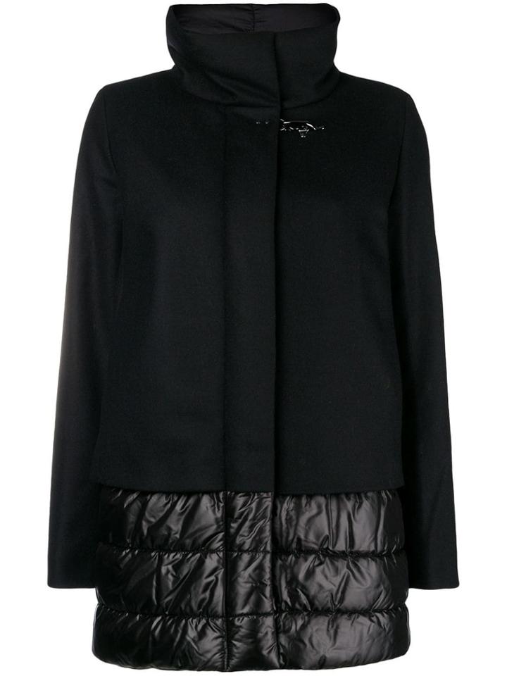 Fay Shell-panelled Coat - Black