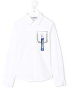 Moschino Kids Teen Pocket Print Shirt - White