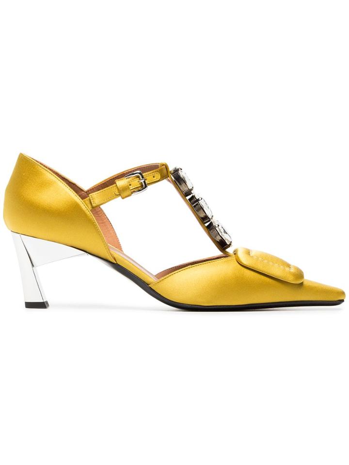 Marni Yellow 60 Satin Square Toe Mary Jane Shoes - Yellow & Orange