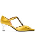 Marni Yellow 60 Satin Square Toe Mary Jane Shoes - Yellow & Orange
