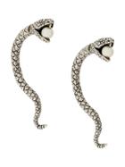 Saint Laurent Snake Pearl Earrings - Metallic