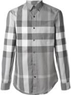 Burberry Brit Checked Shirt, Men's, Size: Small, Grey, Cotton