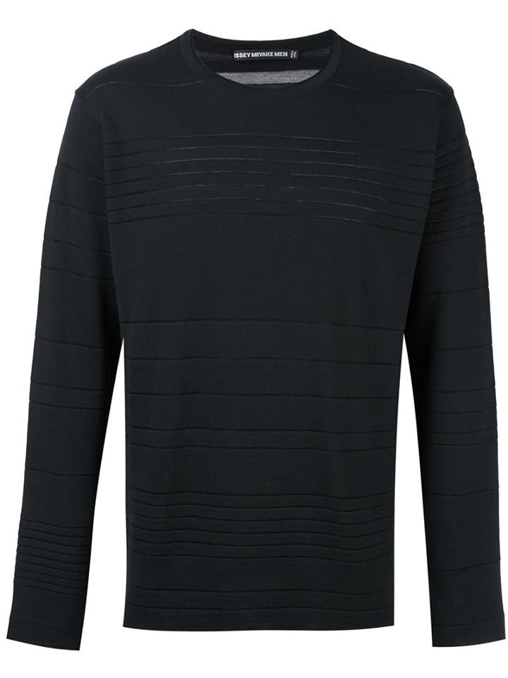Issey Miyake Men Striped Fine Knit Jumper, Size: 3, Black, Nylon/rayon/wool
