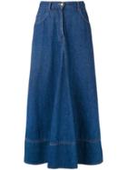 Moschino Vintage Pleated Denim Skirt - Blue