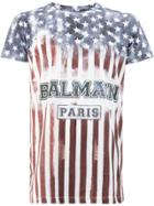 Balmain Usa Flag Logo T-shirt - Multicolour