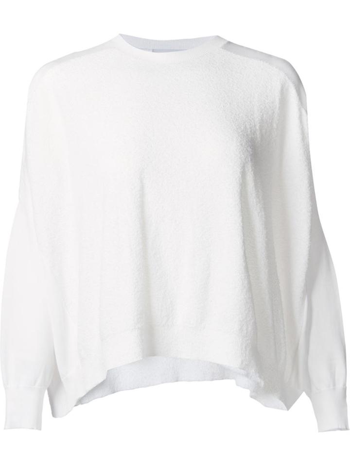 Astraet Textured Contrast Shoulder Panel Batwing Jumper, Women's, White, Cotton/nylon