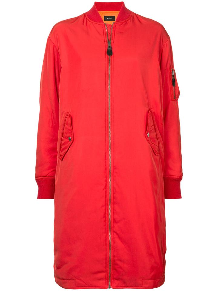 G.v.g.v. Zipped Long Bomber Jacket - Red