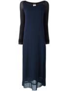 Kristensen Du Nord Paneled Long Sleeved Dress, Women's, Size: 2, Blue, Silk/spandex/elastane/cotton