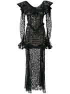 Alessandra Rich - Long-sleeved Lace Gown - Women - Silk/cotton/polyamide - 42, Black, Silk/cotton/polyamide