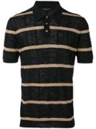 Roberto Collina - Striped Polo Shirt - Men - Cotton/linen/flax - 48, Black, Cotton/linen/flax
