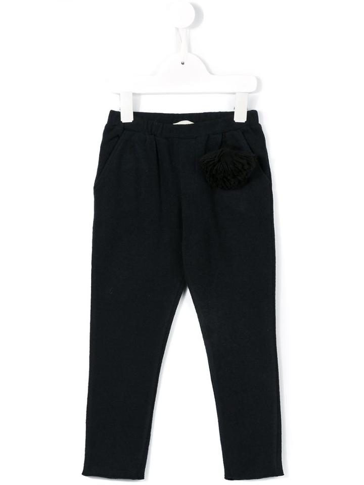 Douuod Kids Pom-pom Detail Trousers, Toddler Girl's, Size: 4 Yrs, Blue