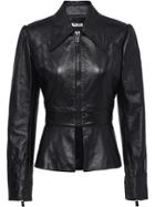 Miu Miu Zip-up Leather Jacket - Black