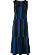 Derek Lam Striped Scoop Neck Dress, Women's, Size: Medium, Black, Polyester/viscose