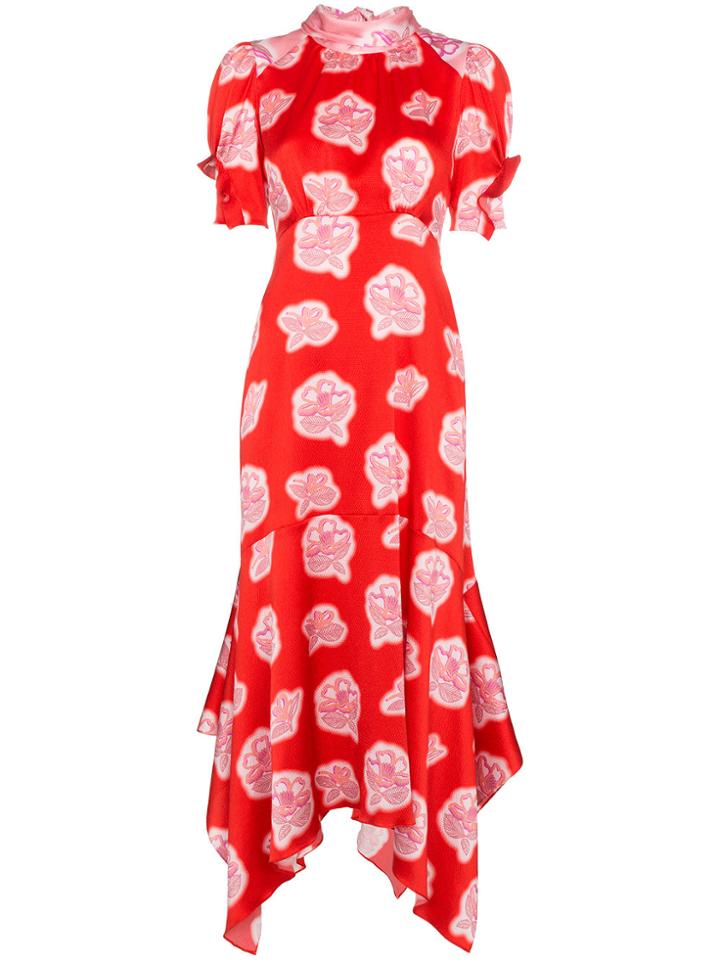 Peter Pilotto High Neck Printed Midi Dress - Red