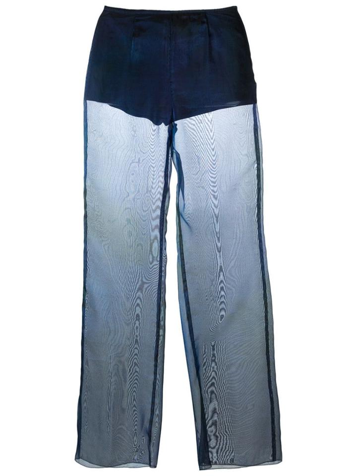 Romeo Gigli Vintage Sheer Flared Trousers - Blue