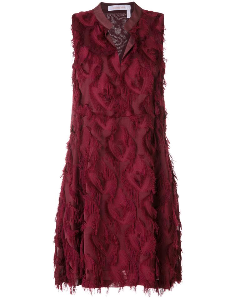 See By Chloé Frayed Applique Skater Dress - Red
