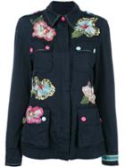 History Repeats Embroidered Shirt Jacket, Women's, Size: 44, Blue, Cotton
