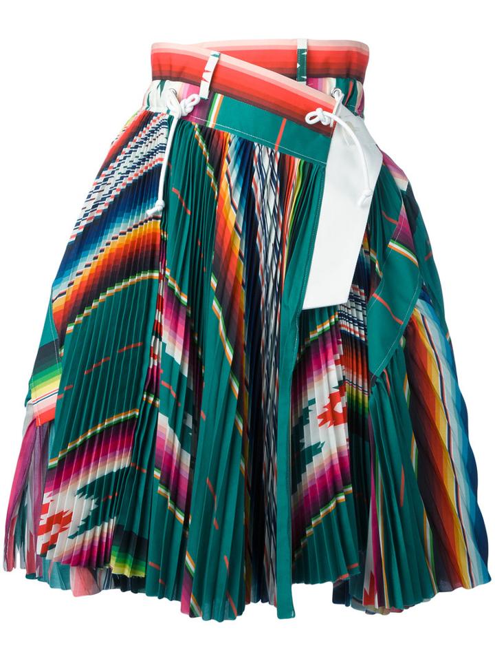 Sacai Mexican Stripe Pleated Skirt, Women's, Size: 2, Polyester/cotton/cupro