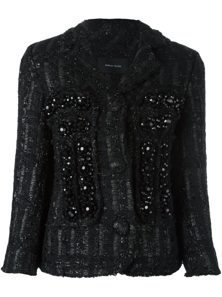 Simone Rocha Embellished Tweed Jacket - Black