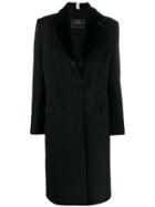 Unconditional Contrast Collar Single-breasted Coat - Black